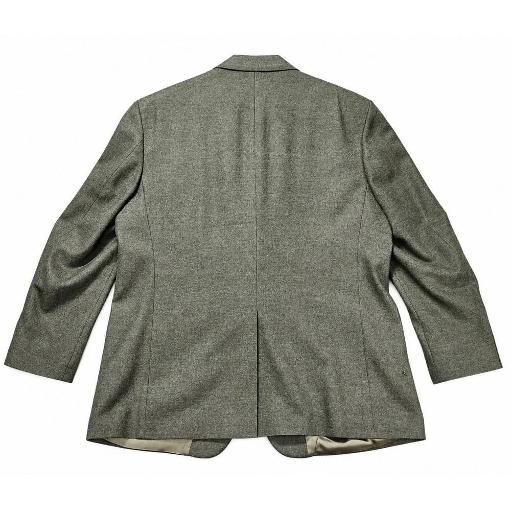 Lands End Lambswool Blazer Mens 48R Green Solid 3-Button Sport Coat Made in USA
